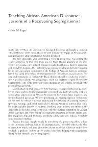Teaching African American Discourse: Lessons of a Recovering Segregationist