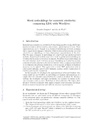 Word Embeddings for Semantic Similarity: Comparing LDA with Word2vec