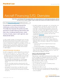 Aircraft Financing (US): Overview