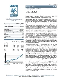 Ansys, Inc. BUY Company Update : Software