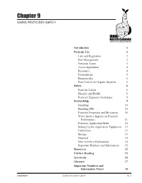 Chapter 9 USING PESTICIDES SAFELY