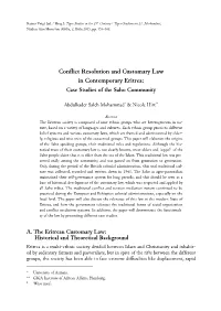 Conflict Resolution and Customary Law in Contemporary Eritrea: Case Studies of the Saho Community