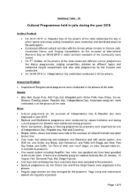 Cultural Programmes Held in Jails During the Year 2018
