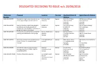 DELEGATED DECISIONS to ISSUE W/C 20/06/2016