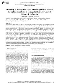 Diversity of Mosquito Larvae Breeding Sites in Several Sampling