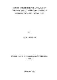 Impact of Performance Appraisal on Employee Morale in Non-Governmental Organizations: the Case of Unep