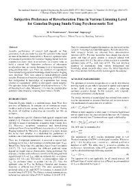 Subjective Preference of Reverberation Time in Various Listening Level for Gamelan Degung Sunda Using Psychoacoustic Test