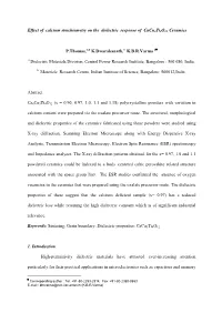 Effect of Calcium Stoichiometry on the Dielectric Response of Cacu3ti4o12 Ceramics P.Thomas, K.Dwarakanath, K.B.R.Varma