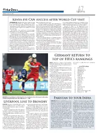 Germany Return to Top of FIFA's Rankings