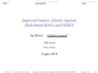 Improved Generic Attacks Against Hash-Based Macs and HAIFA
