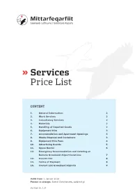 Services Price List