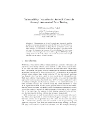 Vulnerability Detection in Activex Controls Through Automated Fuzz Testing