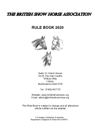 BSHA Rule Book 2020
