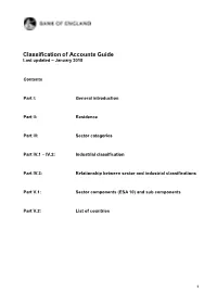 Classification of Accounts Guide Last Updated – January 2018