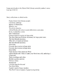Large Print Books in the Menlo Park Library Sorted by Author's Name List