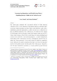 Learning from Dependency and World System Theory: Explaining Europe's Failure in the 'Lisbon Process' Arno Tausch and Alma