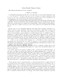 More Model Theory Notes Miscellaneous Information, Loosely Organized