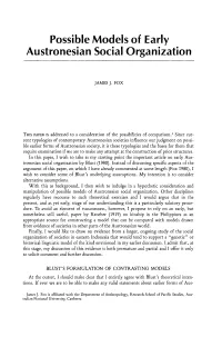 Possible Models of Early Austronesian Social Organization