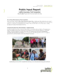 Public Input Report Lafitte Greenway Trail Completion July 16, 2019 | Prepared by Friends of Lafitte Greenway