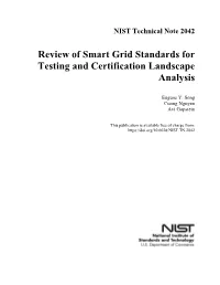 Review of Smart Grid Standards for Testing and Certification Landscape Analysis