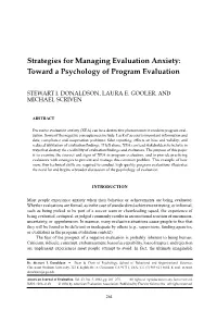Strategies for Managing Evaluation Anxiety: Toward a Psychology of Program Evaluation