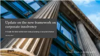 Update on the New Framework on Corporate Insolvency