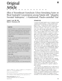 Effect of Recombinant Granulocyte Colony-Stimulating Factor on Blood