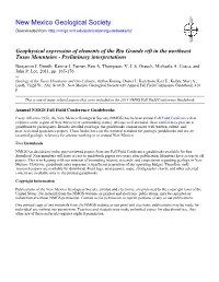 Geophysical Expression of Elements of the Rio Grande Rift in the Northeast Tusas Mountains - Preliminary Interpretations Benjamin J