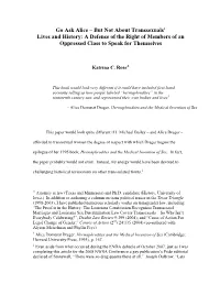 Go Ask Alice – but Not About Transsexuals’ Lives and History: a Defense of the Right of Members of an Oppressed Class to Speak for Themselves