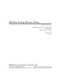 Sicstus Prolog Release Notes Mats Carlsson Et Al