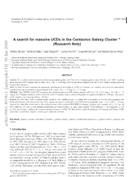 A Search for Massive Ucds in the Centaurus Galaxy Cluster