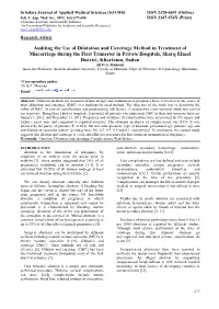 Auditing the Use of Dilatation and Curettage Method in Treatment Of