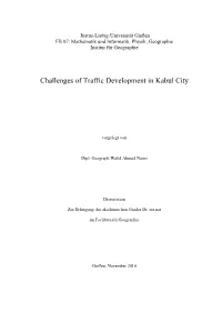 Challenges of Traffic Development in Kabul City