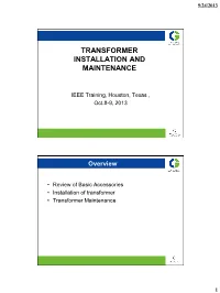 HV Transformer Installation and Maintenance Oct