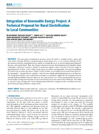Integration of Renewable Energy Project: a Technical Proposal for Rural Electrification to Local Communities