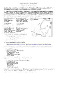 Notice of Commencement of Terms of Reference