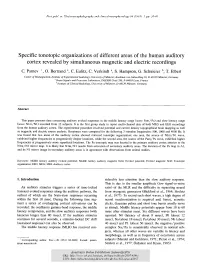 Specific Tonotopic Organizations of Different Areas of the Human Auditory Cortex Revealed by Simultaneous Magnetic and Electric Recordings