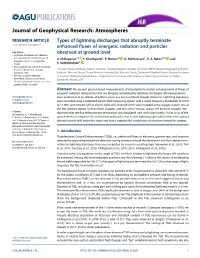 Types of Lightning Discharges That Abruptly Terminate Enhanced Fluxes of Energetic Radiation and Particles Observed at Ground Le