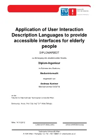 Application of User Interaction Description Languages to Provide Accessible Interfaces for Elderly People