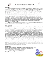 Badminton Study Guide