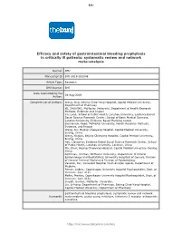 Confidential: for Review Only Efficacy and Safety of Gastrointestinal Bleeding Prophylaxis in Critically Ill Patients: Systematic Review and Network Meta-Analysis