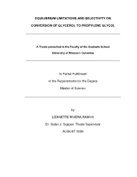 Equilibrium Limitations and Selectivity On