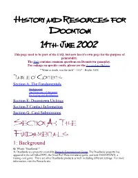 History and Resources for Doomtown 14Th June 2002 Section A: The
