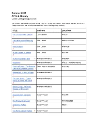 Summer 2018 AP U.S. History Gordon Ladd (Gladd@Wcsu.Net)