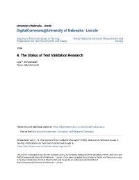 4. the Status of Test Validation Research