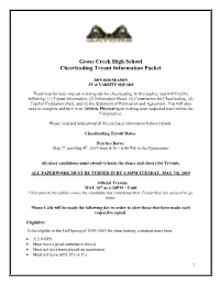 Butler High School Cheerleading Tryout Packet