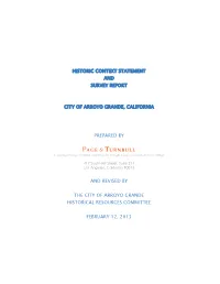 Historic Context Statement and Survey Report City Of