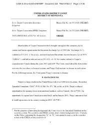 In Re: Target Corporation Securities Litigation 16-CV-01315-Order