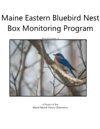 Maine Eastern Bluebird Nest Box Monitoring Program