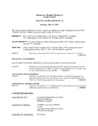 Minutes of a Regular Meeting of County Council COUNTY of RED